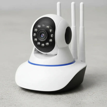 Camaras Ip Wifi Hd Vision Nocturna 360° Figoimport Pack X2 Blanco Cámara De Seguridad Wifi Inalámbrica 3 Antenas, Ip Cámara De Vigilancia Visión Nocturna, Seguimiento Inteligente Automático Blanco