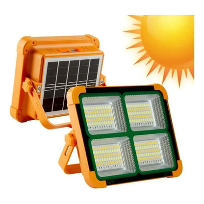 Reflector Led Solar Portátil De 1000 W Para Exteriores Con Power Bank Naranja Blanco Frío/blanco Cálido
