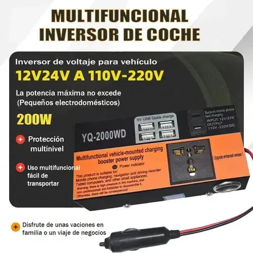 Inversor Auto 200w 12v A 220v Con Usb