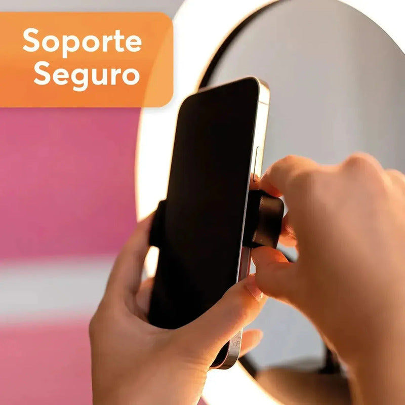 Aro De Luz Led Suave Para Fotografia Con Soportes Celular Fi Negro Luz Cálida - Luz Fría Luz Amarilla