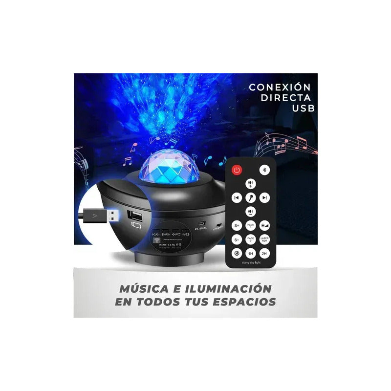 Proyector Galaxia Estrellas Universo Con Bluetooth  Negro