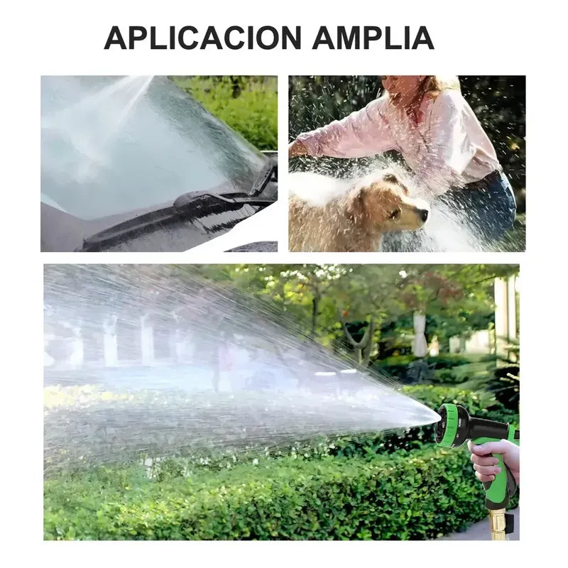 Manguera Retráctil Expandible Magic Hose 45m Verde Jardín Conecta Pitón Verde