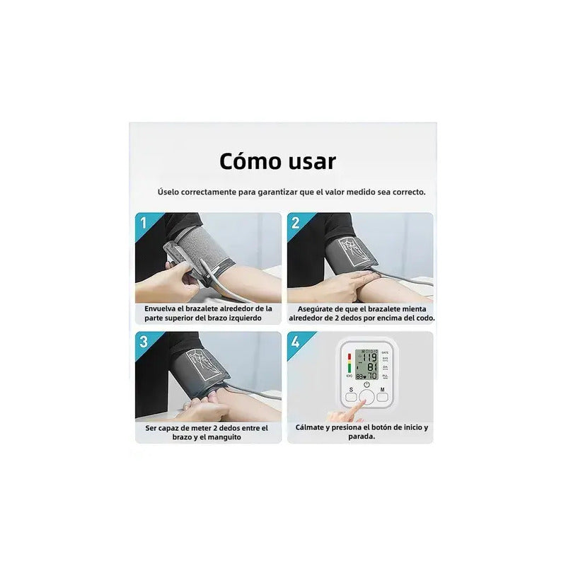 Toma Presión Tensiometro Usa Pilas O Enchufe Micro Usb Blanco Con Negro