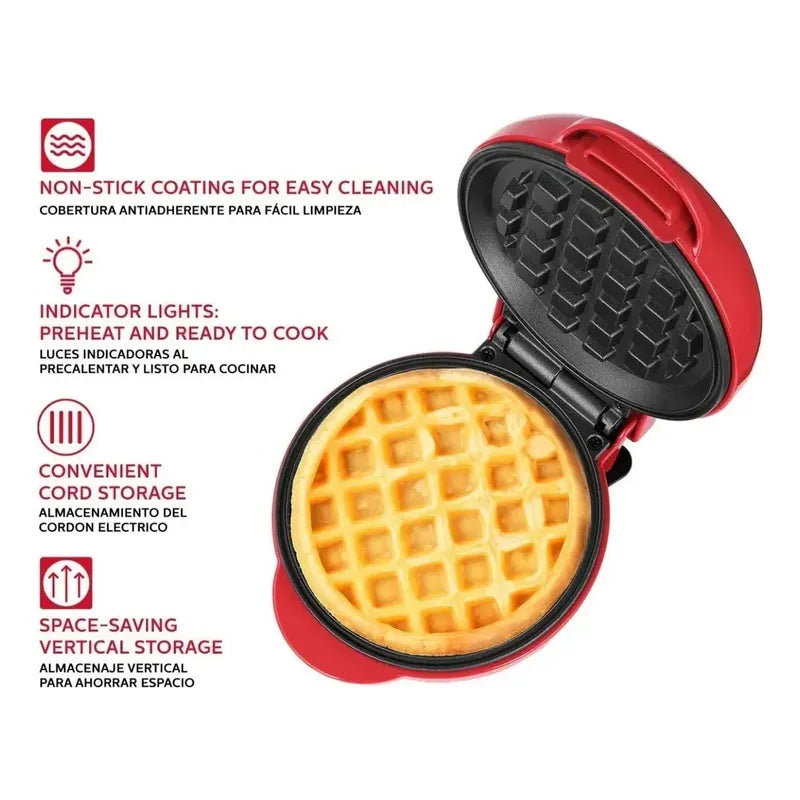 Mini Wafflera Eléctrica Redonda Arca 350w Para Desayuno