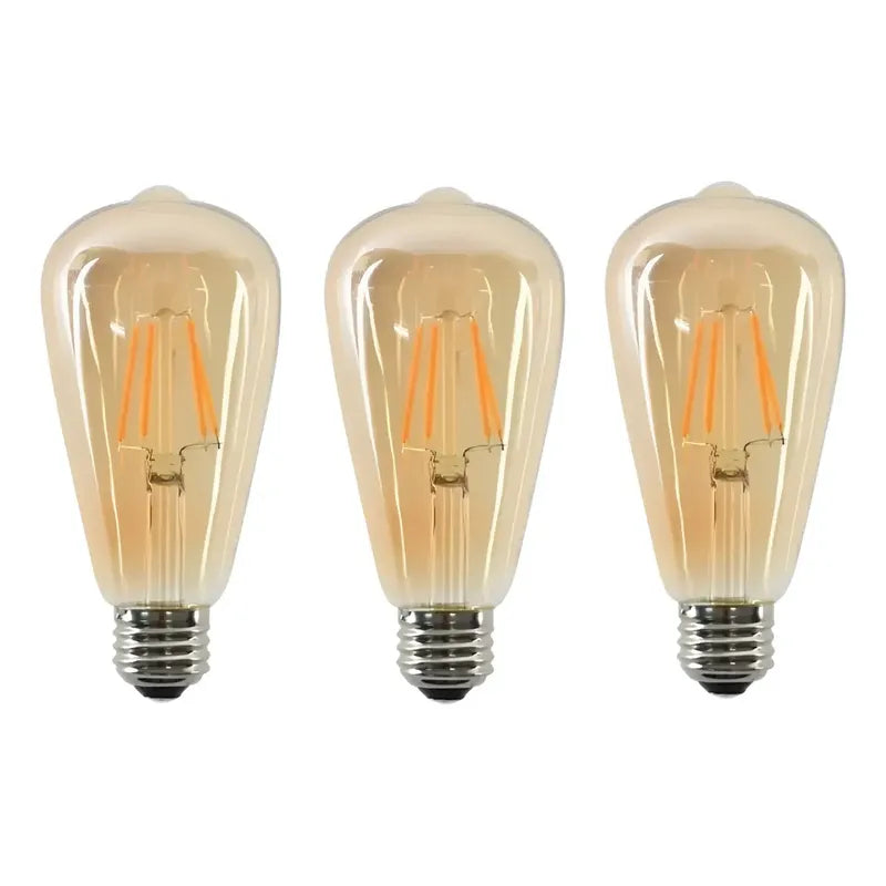 Pack X3 Ampolleta Retro Led Vintage Luz Calida 4w Amarillo