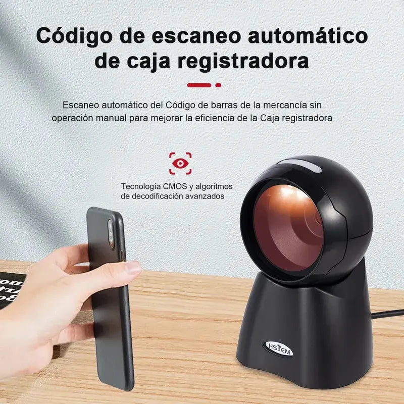 Lector De Códigos De Barras Fijo Figostore 1d Y 2d Usb, Láser Con Soporte Negro