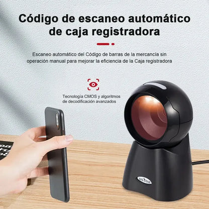 Lector De Códigos De Barras Fijo Figostore 1d Y 2d Usb, Láser Con Soporte Negro