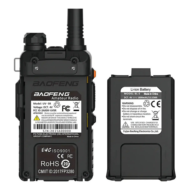 Walkie Talkie Baofeng Uv-5r Largo Alcance 10km 128 Canales Negro
