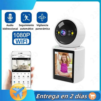 Camara De Videollamadas Interior Wifi 1080p Pantalla Hd 2.8 Pulgadas Ideal Monitoreo Cuidado Adulto Mayor Ninos Bebes... Blanco