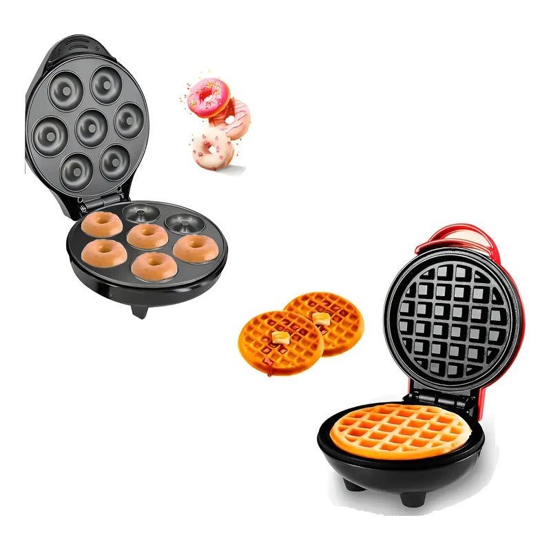 Maquina De Waffles Y Donas Waflera Intercambiable Reposteria Negro