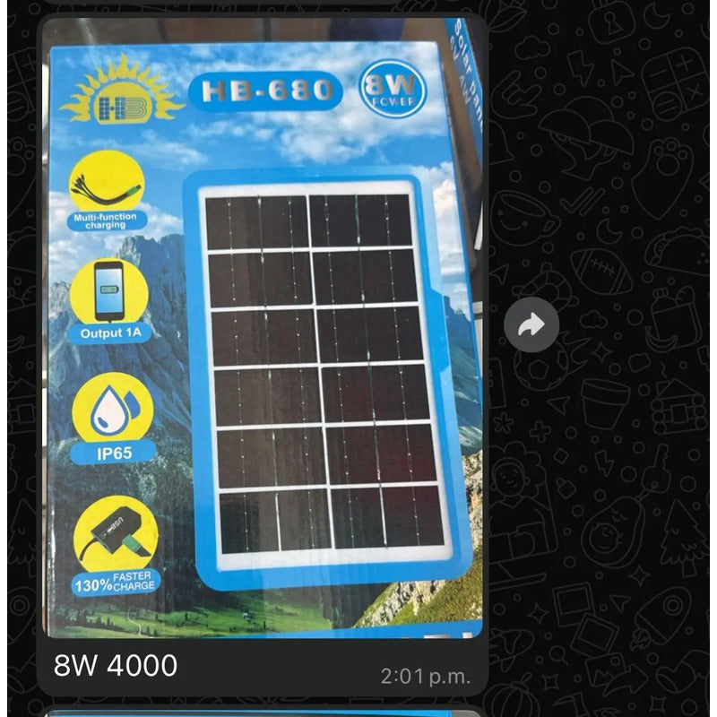 Cargador Panel Solar 8w 6v Celular Energía Solar Cl-680 Negro