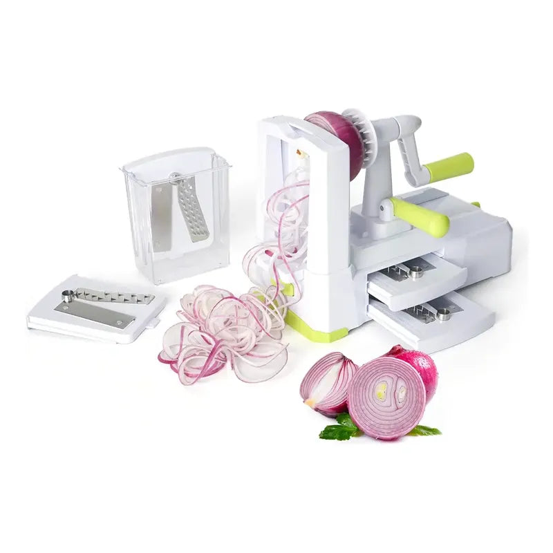 Veggetti Rallador Rotatorio 3 En 1 Espiral Verde Cortador Blanco