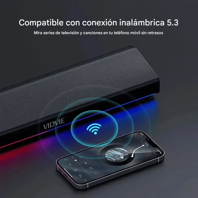 Barra De Sonido Inalambrica Rgb Bluetooth Parlante Pc Tv Negro