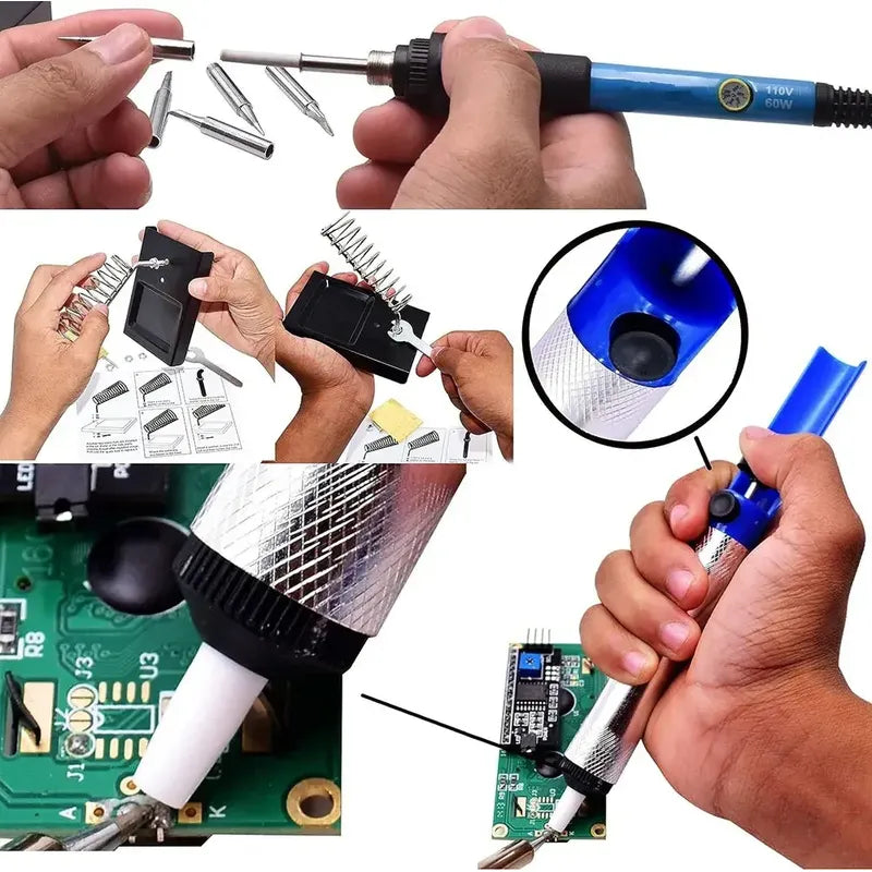 Kit Cautín Soldador Profesional Para Electrónica 60w