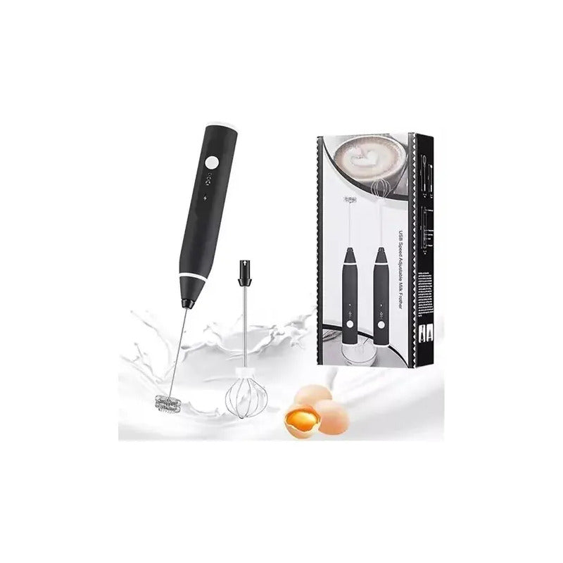 Mini Batidor Revolvedor De Café Espuma Huevo Recargable Negro