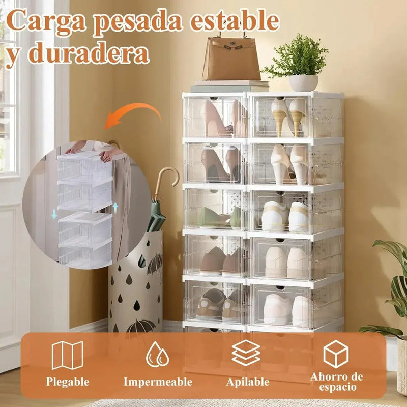 Zapatera Plegable De 6 Niveles Organizador De Almacenamiento Blanco