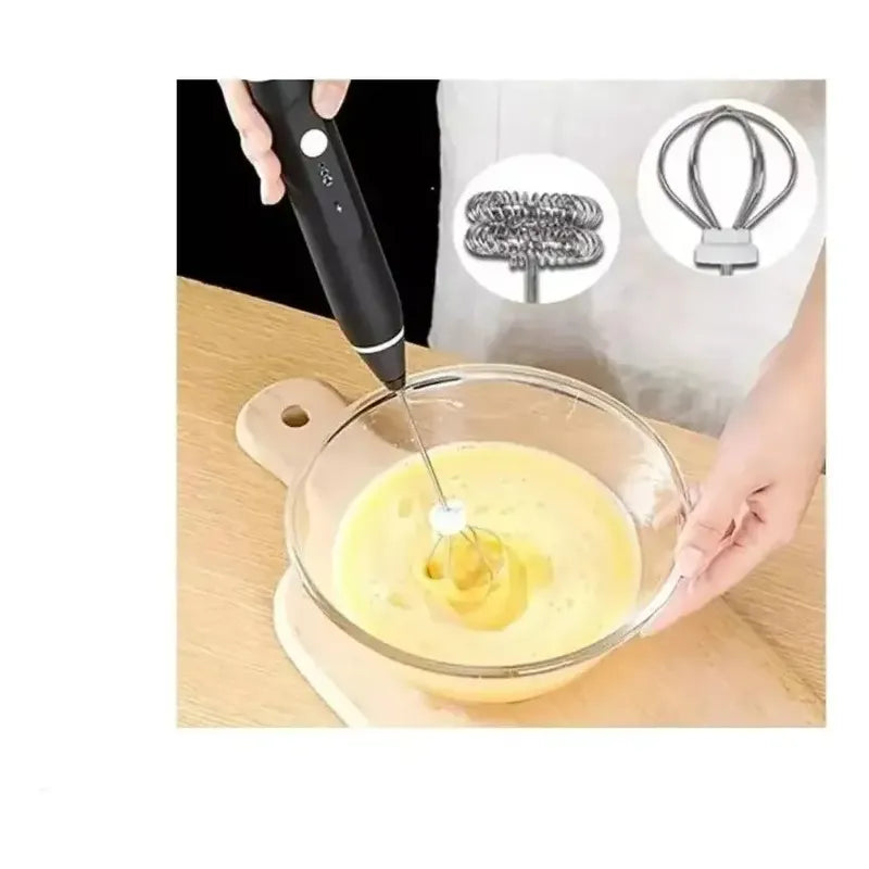 Mini Batidor Revolvedor De Café Espuma Huevo Recargable Negro