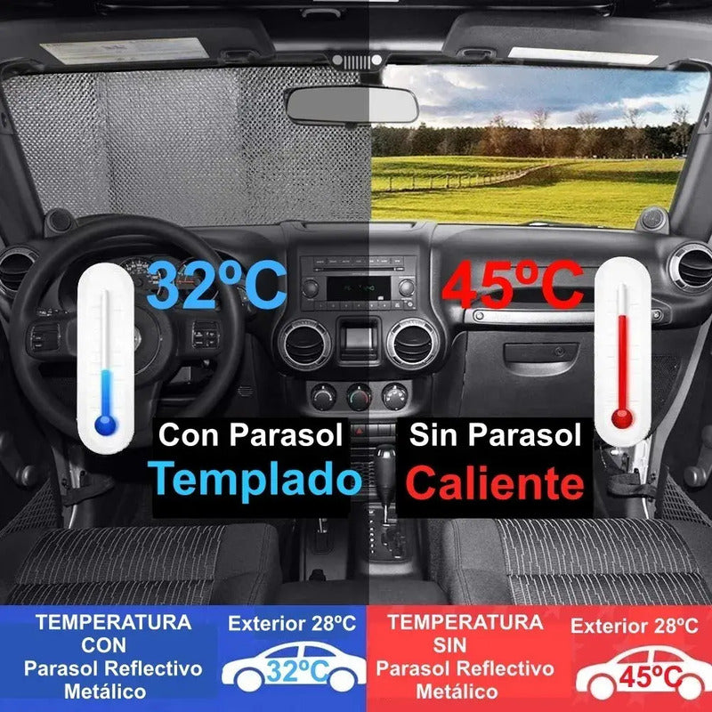 Parasol Retráctil Para Auto Y Camioneta Con Protección Uv E Impermeable  130x60 Cm Gris