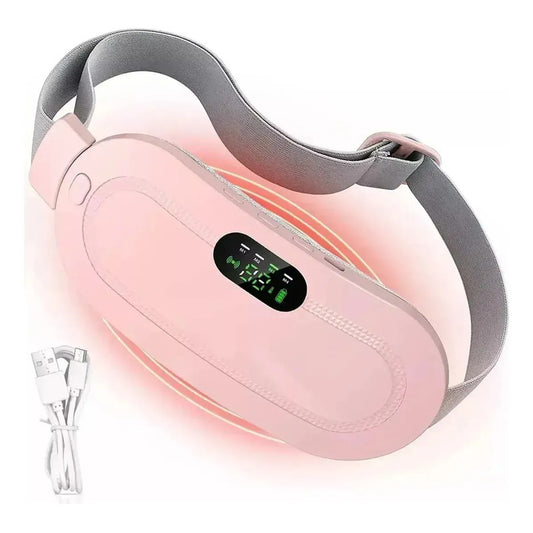 Cinturón Calentador Usb Para Cólicos Menstruales Con Masaje Y Terapia De Calor Abdominal Portátil Rosa