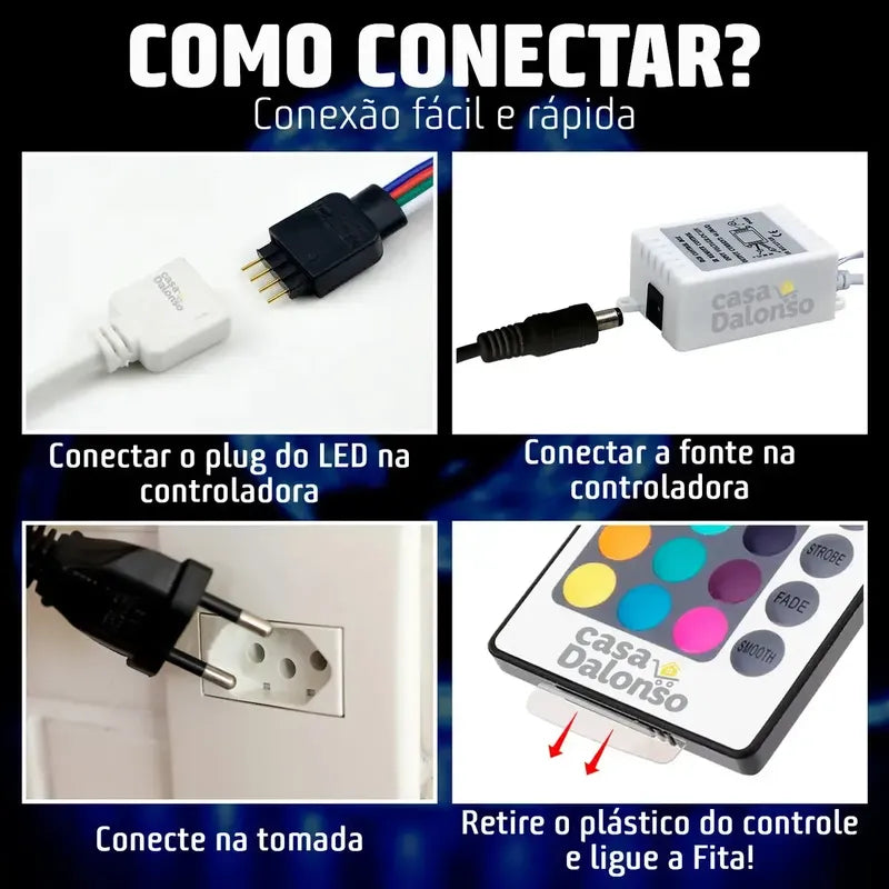 Luces Led Tira Rgb Multicolor Con Adaptador Control Remoto Rgb