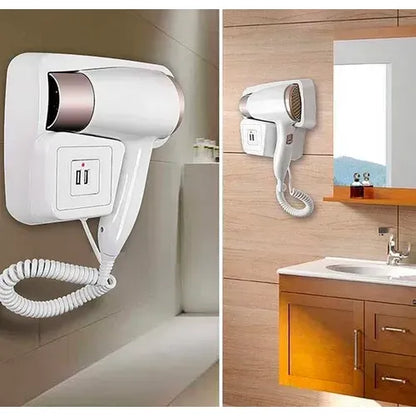 Secador De Pelo 1300w Con Soporte Y Puerto Usb Cargador Blanco