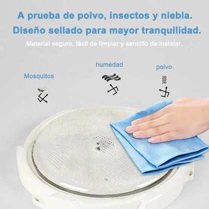 Lampara Plafon Sensor Movimient Redonda De Techo Solar 100w Blanco