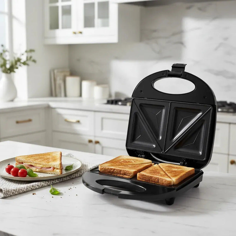Sandwichera Tostadora 2 Panes Eléctrica 750w. Color Negro