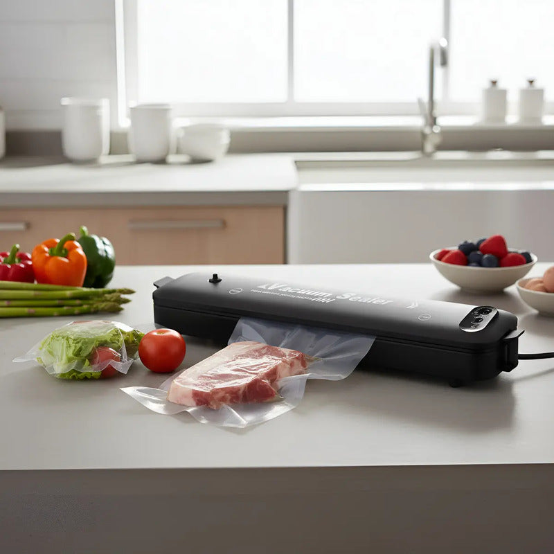 Maquina Selladora Al Vacío Alimentos Sellador + Bolsas Color Negro Transparente