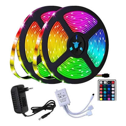 Pack De 2 Tiras Cinta De 300 Led 5mt Multicolores Rgb Rgb