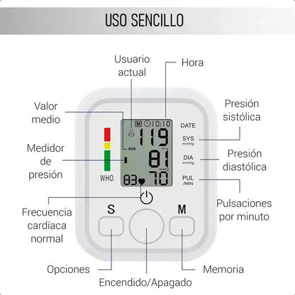 Tensiómetro Digital De Brazo Pulsovital Rgv-001 Para 2 Usuarios Y 99 Memorias Blanco