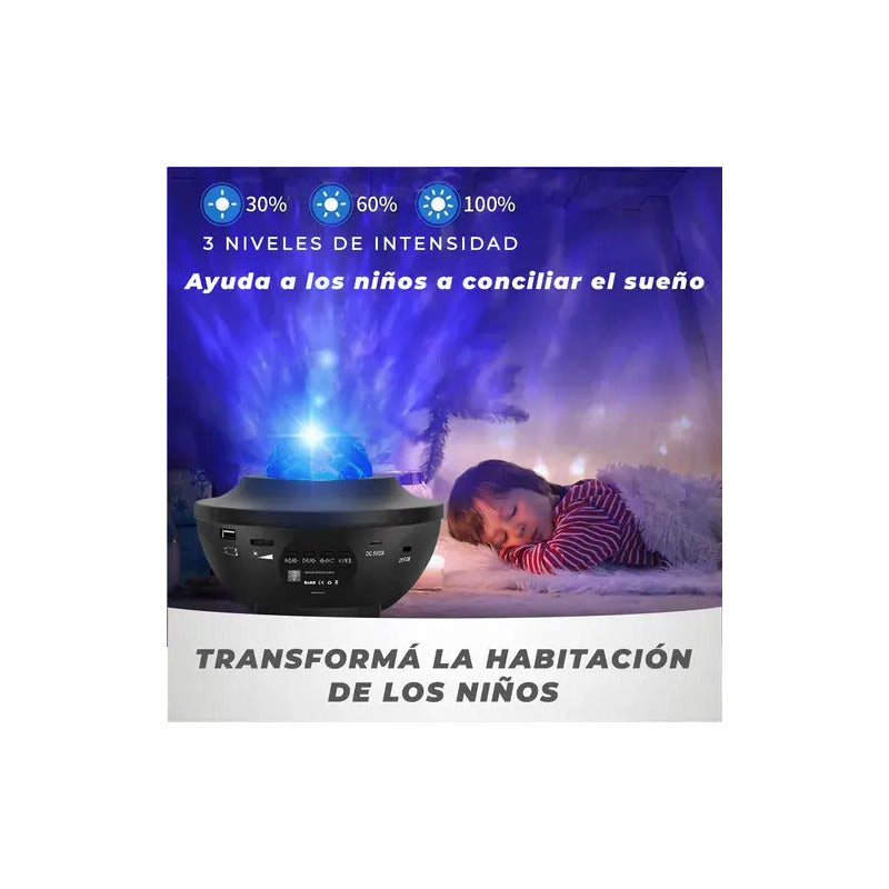 Proyector Galaxy De Estrellas Led Con Sonido Bluetooth Negro