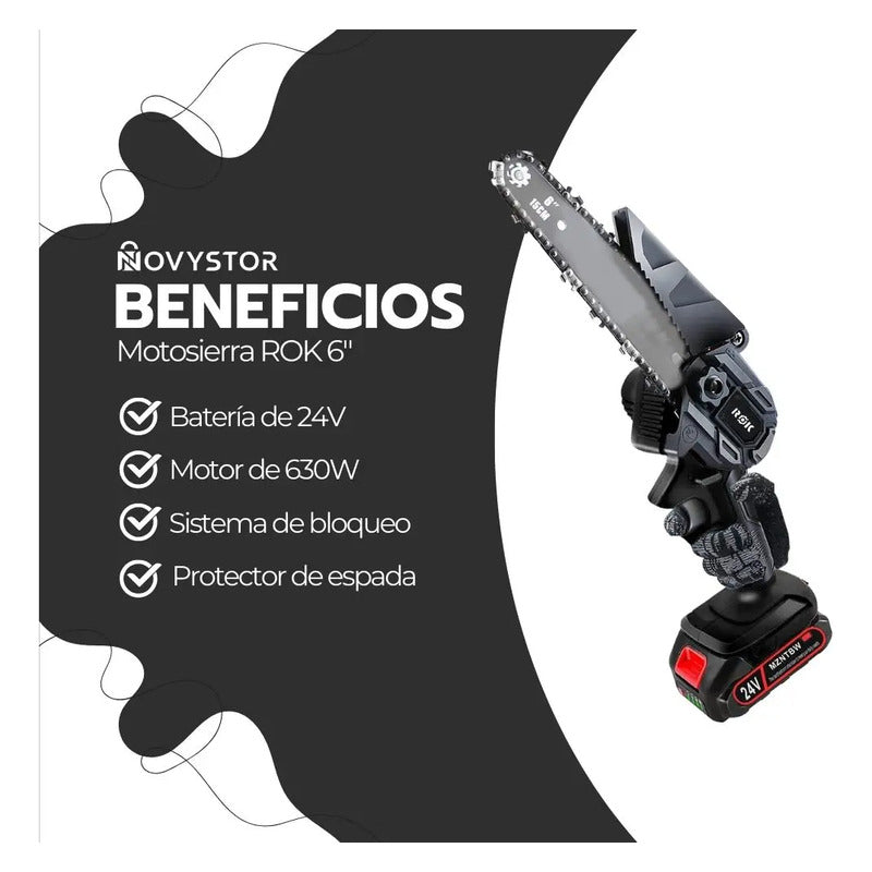 Motosierra Eléctrica Inalambrica Portátil De 6 Pulgadas Negro
