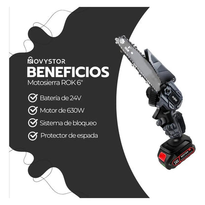 Motosierra Eléctrica Inalambrica Portátil De 6 Pulgadas Negro
