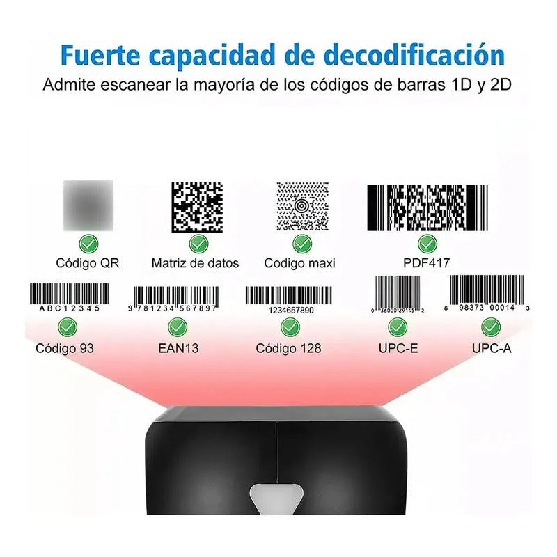 Scanner Genérico 1d Y 2d Usb Con Soporte Integrado Negro Usb