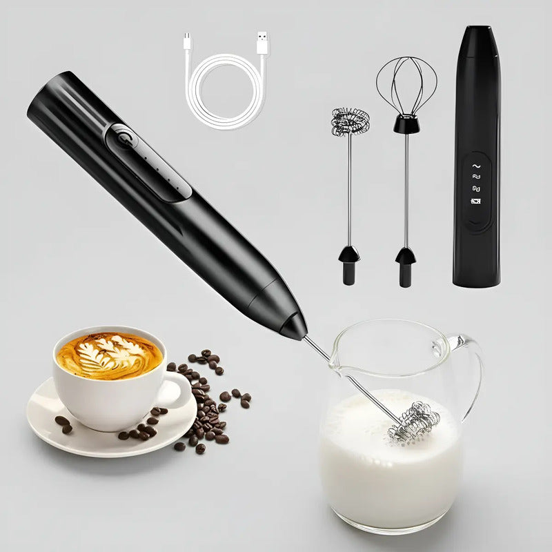 Mini Batidor Revolvedor De Café Espuma Huevo Recargable Negro