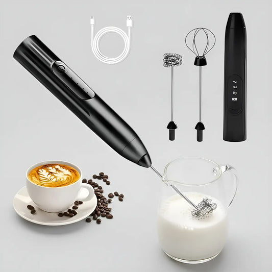 Mini Batidor Revolvedor De Café Espuma Huevo Recargable Negro