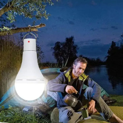 Ampolleta  Pack X2 Led 5w Solar Con Panel 7 Horas De Luz Blanco Frío