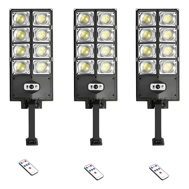Pack X3 Foco Luminaria Para Pared Exterior Led Solar 400w  Negro