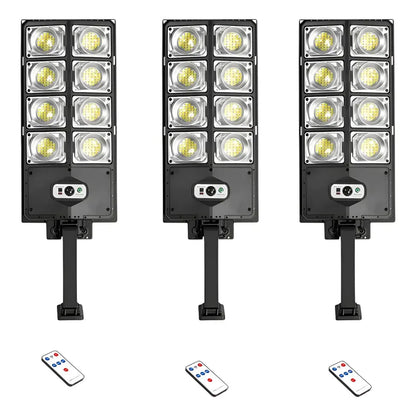 Pack X3 Foco Luminaria Para Pared Exterior Led Solar 400w  Negro