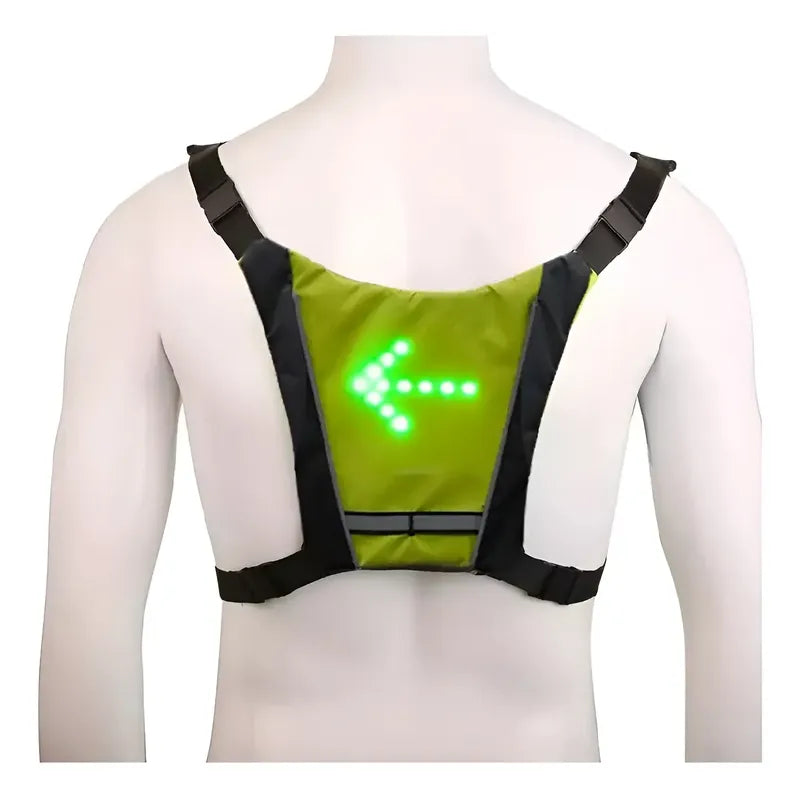 Chaleco Reflectivo Bicicleta Led Verde 2009 Indicadores Control Remoto Resistente Agua