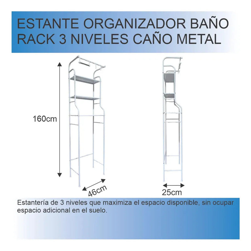 Organizador De Baño Tiene 3 Pisos P/ Ahorrar Espacio Premium Blanco