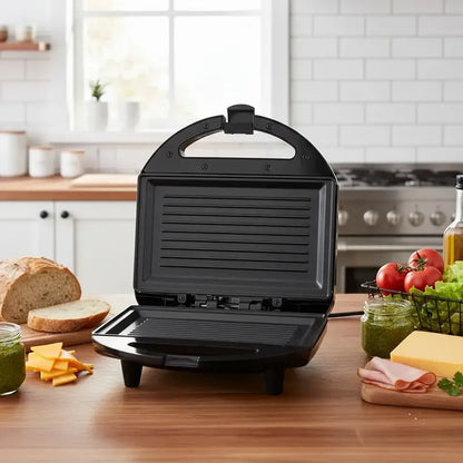 Sandwichera Electrica Grill 2 En 1 Tostadora De Pan 1200w Negro