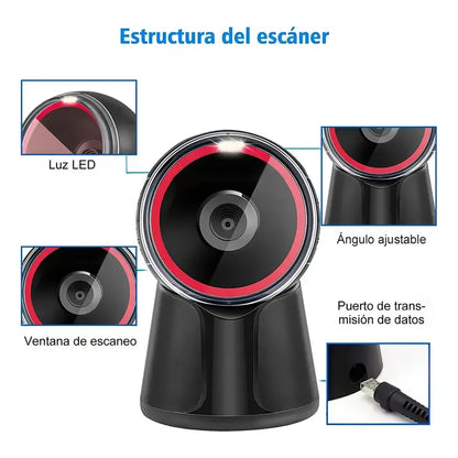 Scanner Genérico 1d Y 2d Usb Con Soporte Integrado Negro Usb