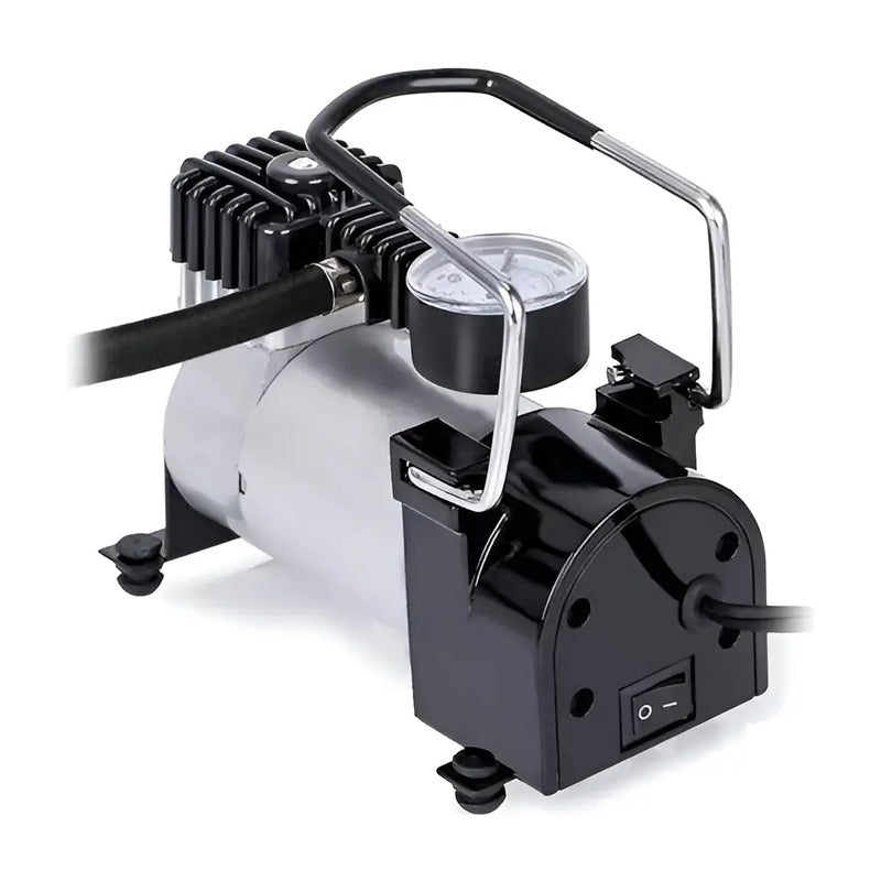 Compresor Aire Metalico Vehiculo Auto Moto Color Plateado