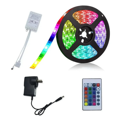 Kit 10 Metros Tira Luces Led Rgb 3528 + Fuente + Control Rgb