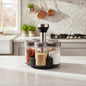 Set Condimentero Vidrio Giratorio Cocina Especiero Premium Plateado