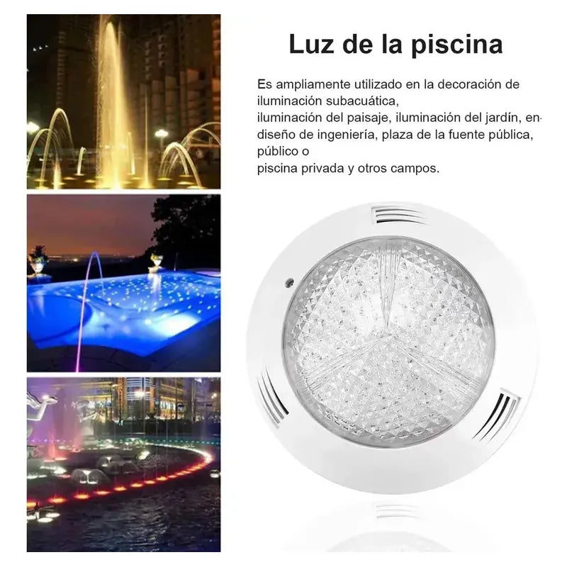 Lámpara Led Sumergible Rgb De 24w Con Control Remoto Para Piscina
