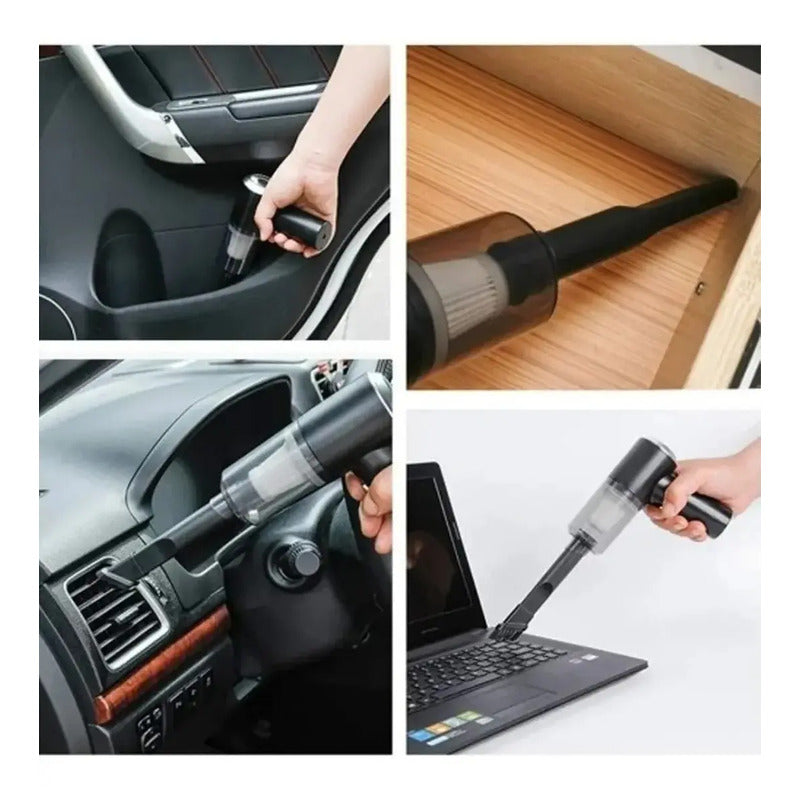 Kit Aspiradora Portátil Inalámbrica Auto Hogar Con Linterna Dorado