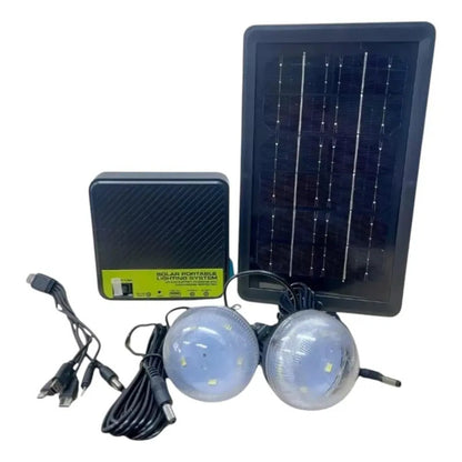 Luz De Emergencia Solar Irm 2 Ampolletas Panel 2a Negro