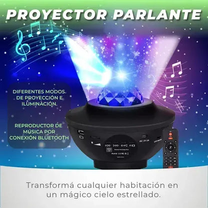 Proyector Galaxy De Estrellas Led Con Sonido Bluetooth Negro